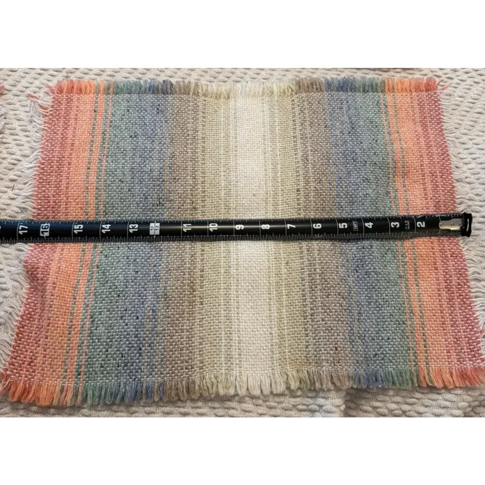 Vintage Handwoven Placemats SET Of 4 Multicolor Fringed Boho 3053/20
